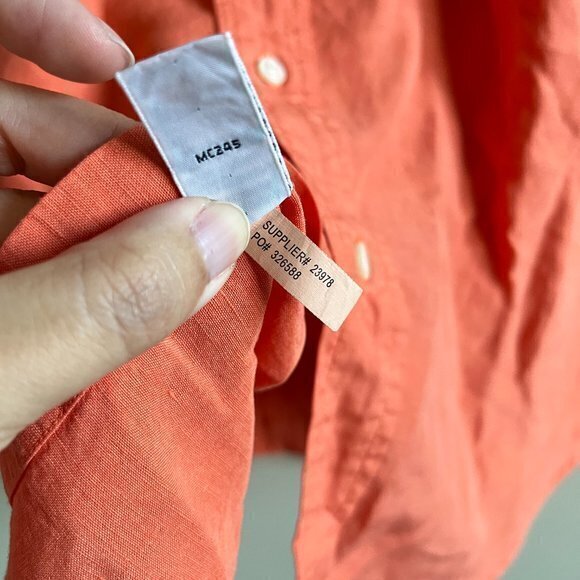 Ralph Lauren Linen Silk Classic Fit Orange Button Down Shirt Top Mens Size L - Picture 4 of 6
